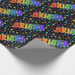 Papel De Regalo Nombre del arcoiris "BRIANA" + estrellas