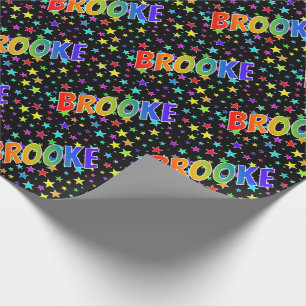 Papel De Regalo Nombre del arcoiris "BROOKE" + Estrellas