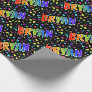 Papel De Regalo Nombre del arcoiris "BRYAN" + estrellas