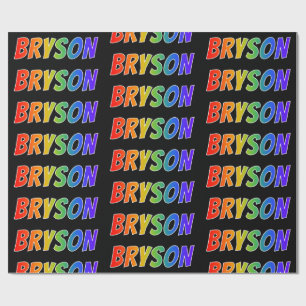 Papel De Regalo Nombre del arcoiris "BRYSON"; Divertido y colorido