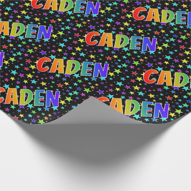 Papel De Regalo Nombre del arcoiris "CADEN" + estrellas (Esquina)