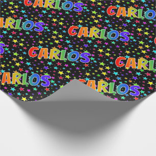 Papel De Regalo Nombre del arcoiris "CARLOS" + estrellas