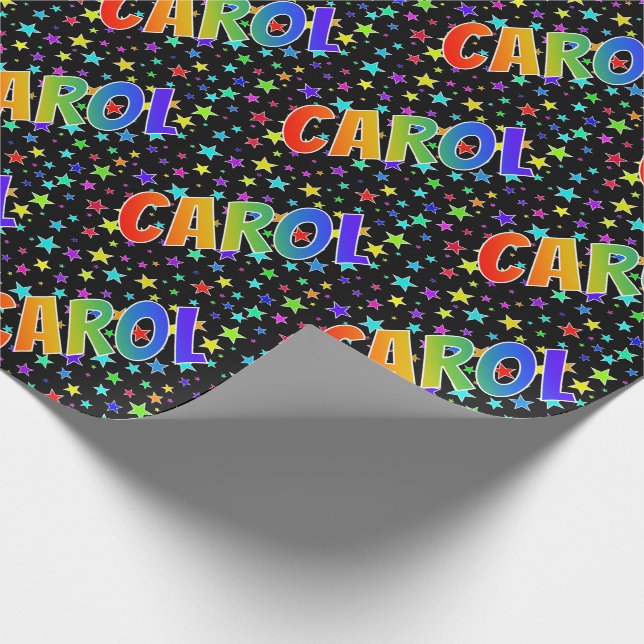 Papel De Regalo Nombre del arcoiris "CAROL" + estrellas (Esquina)