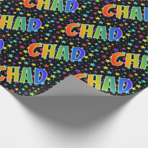 Papel De Regalo Nombre del arcoiris "CHAD" + estrellas