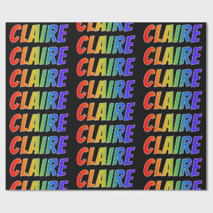 Papel De Regalo Nombre del arcoiris "CLAIRE"; Divertido y colorido