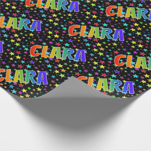 Papel De Regalo Nombre del arcoiris "CLARA" + estrellas