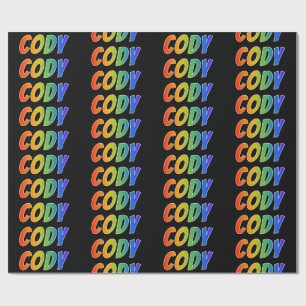 Papel De Regalo Nombre del arcoiris "CODY"; Divertido y colorido