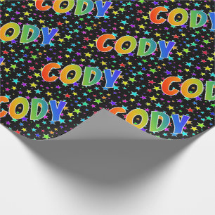 Papel De Regalo Nombre del arcoiris "CODY" + estrellas
