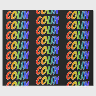Papel De Regalo Nombre del arcoiris "COLIN"; Divertido y colorido