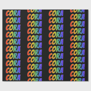 Papel De Regalo Nombre del arcoiris "CORA"; Divertido y colorido