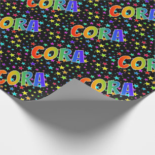Papel De Regalo Nombre del arcoiris "CORA" + estrellas
