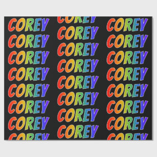 Papel De Regalo Nombre del arcoiris "COREY"; Divertido y colorido