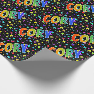 Papel De Regalo Nombre del arcoiris "CORY" + estrellas