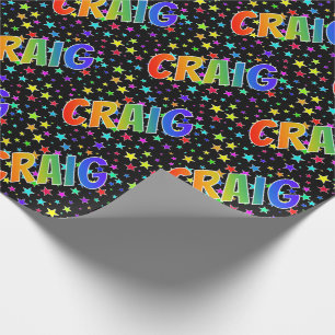 Papel De Regalo Nombre del arcoiris "CRAIG" + Estrellas