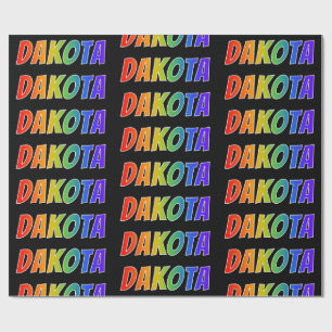 Papel De Regalo Nombre del arcoiris "DAKOTA"; Divertido y colorido