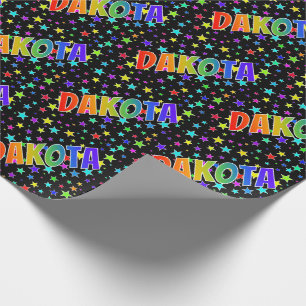 Papel De Regalo Nombre del arcoiris "DAKOTA" + estrellas