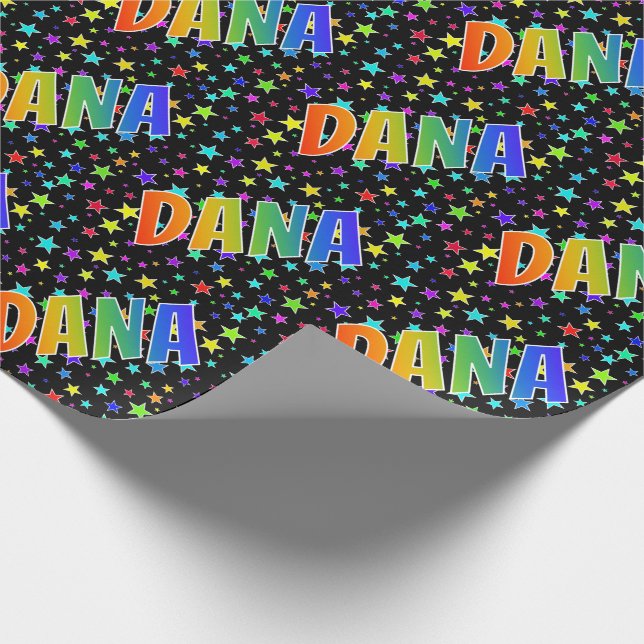 Papel De Regalo Nombre del arcoiris "DANA" + estrellas (Esquina)