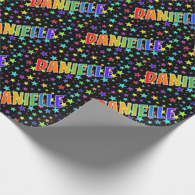 Papel De Regalo Nombre del arcoiris "DANIELLE" + estrellas (Esquina)
