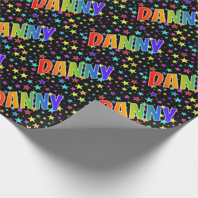 Papel De Regalo Nombre del arcoiris "DANNY" + estrellas (Esquina)