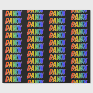 Papel De Regalo Nombre del arcoiris "DAWN"; Divertido y colorido
