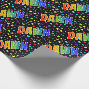 Papel De Regalo Nombre del arcoiris "DAWN" + estrellas