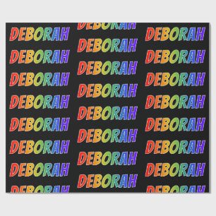 Papel De Regalo Nombre del arcoiris "DEBORAH"; Divertido y colorid