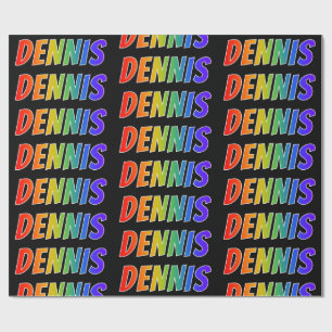 Papel De Regalo Nombre del arcoiris "DENNIS"; Diversión y colorid