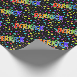 Papel De Regalo Nombre del arcoiris "DERRICK" + estrellas