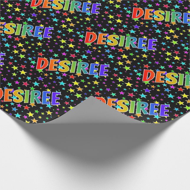 Papel De Regalo Nombre del arcoiris "DESIREE" + estrellas (Esquina)