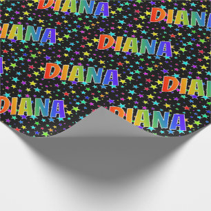 Papel De Regalo Nombre del arcoiris "DIANA" + estrellas