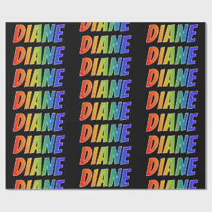 Papel De Regalo Nombre del arcoiris "DIANE"; Divertido y colorido