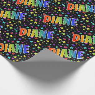 Papel De Regalo Nombre del arcoiris "DIANE" + estrellas
