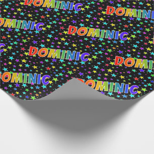 Papel De Regalo Nombre del arcoiris "DOMINIC" + estrellas
