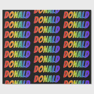 Papel De Regalo Nombre del arcoiris "DONALD"; Divertido y colorido