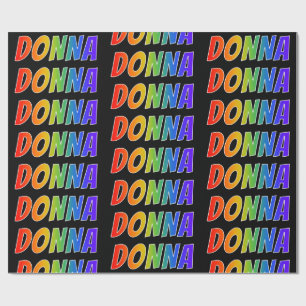 Papel De Regalo Nombre del arcoiris "DONNA"; Divertido y colorido