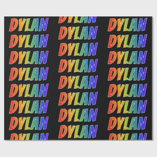 Papel De Regalo Nombre del arcoiris "DYLAN"; Divertido y colorido