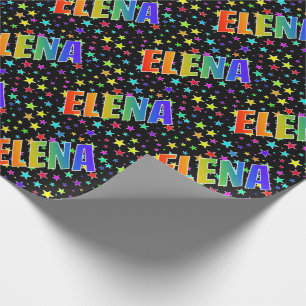 Papel De Regalo Nombre del arcoiris "ELENA" + Estrellas