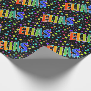 Papel De Regalo Nombre del arcoiris "ELIAS" + estrellas