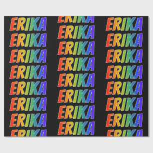 Papel De Regalo Nombre del arcoiris "ERIKA"; Divertido y colorido