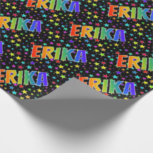 Papel De Regalo Nombre del arcoiris "ERIKA" + estrellas