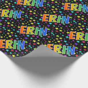 Papel De Regalo Nombre del arcoiris "ERIN" + estrellas