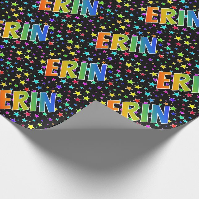 Papel De Regalo Nombre del arcoiris "ERIN" + estrellas (Esquina)