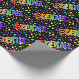 Papel De Regalo Nombre del arcoiris "EZEKIEL" + estrellas