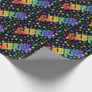Papel De Regalo Nombre del arcoiris "GABRIEL" + estrellas
