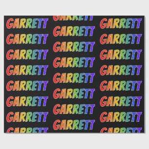 Papel De Regalo Nombre del arcoiris "GARRETT"; Divertido y colorid