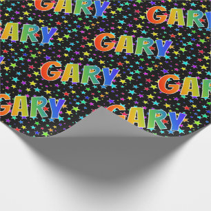 Papel De Regalo Nombre del arcoiris "GARY" + estrellas