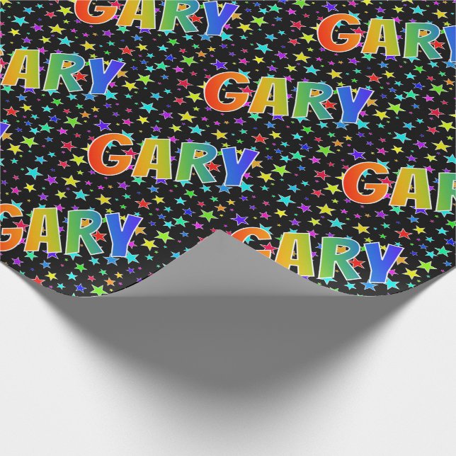 Papel De Regalo Nombre del arcoiris "GARY" + estrellas (Esquina)