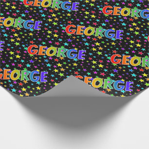 Papel De Regalo Nombre del arcoiris "GEORGE" + estrellas