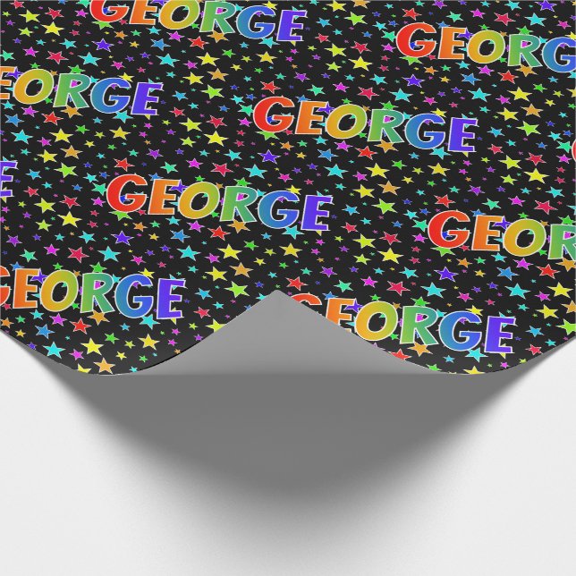 Papel De Regalo Nombre del arcoiris "GEORGE" + estrellas (Esquina)