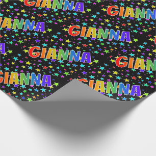 Papel De Regalo Nombre del arcoiris "GIANNA" + estrellas
